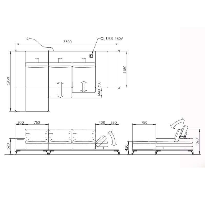 luxusná sedacia súprava Landaulette