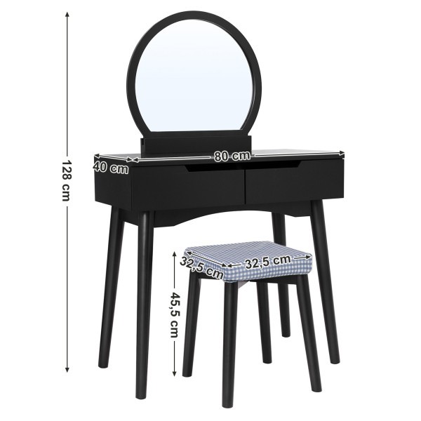 toaletný stolík so zrkadlom Louise Orleans Black