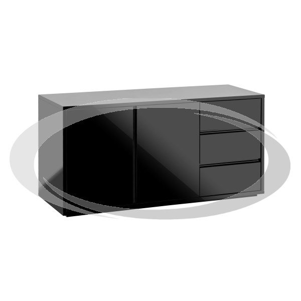 čierny pracovný stôl Mina so skrinkou